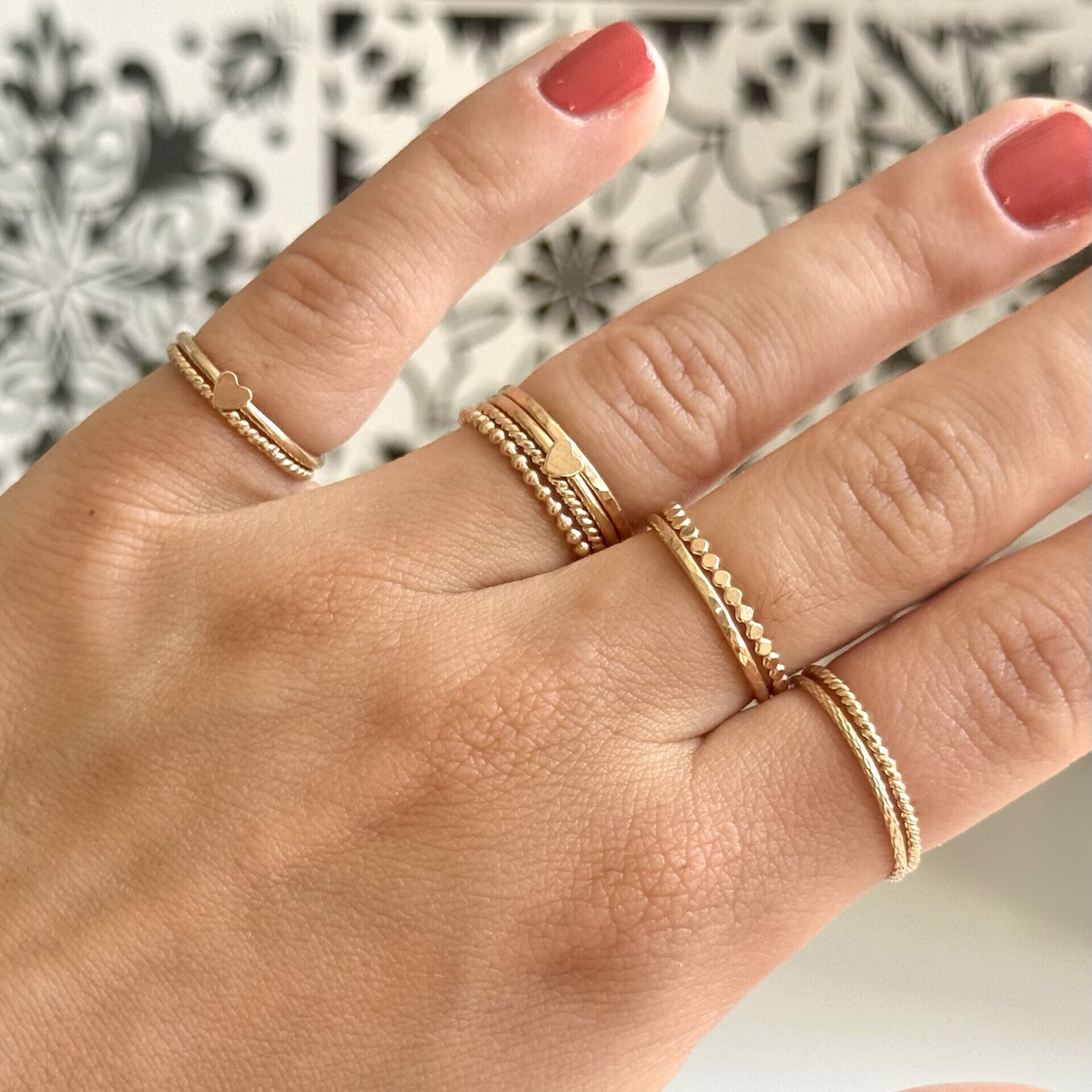 Bague Anneau Gold Filled Perlé – Image 5